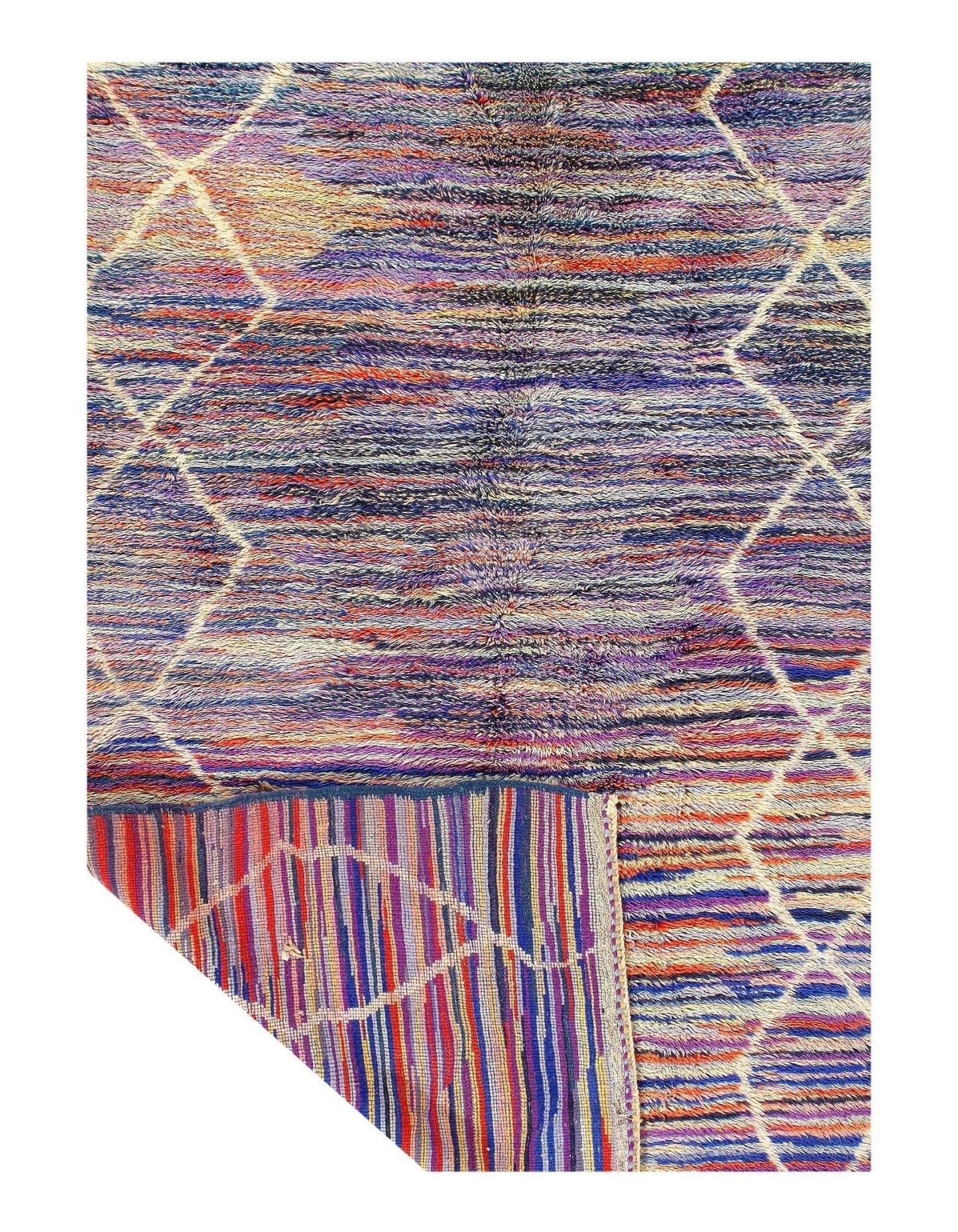 Canvello Modern Fine Hand Knotted Vintage Authentic Moroccon Wool Rug for Living Room - 6'5'' X 8'5''