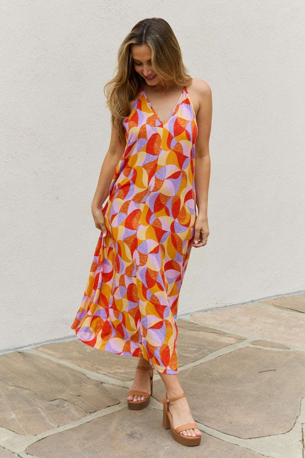 And The Why Full Size Printed Sleeveless Maxi Dress - Rollexi