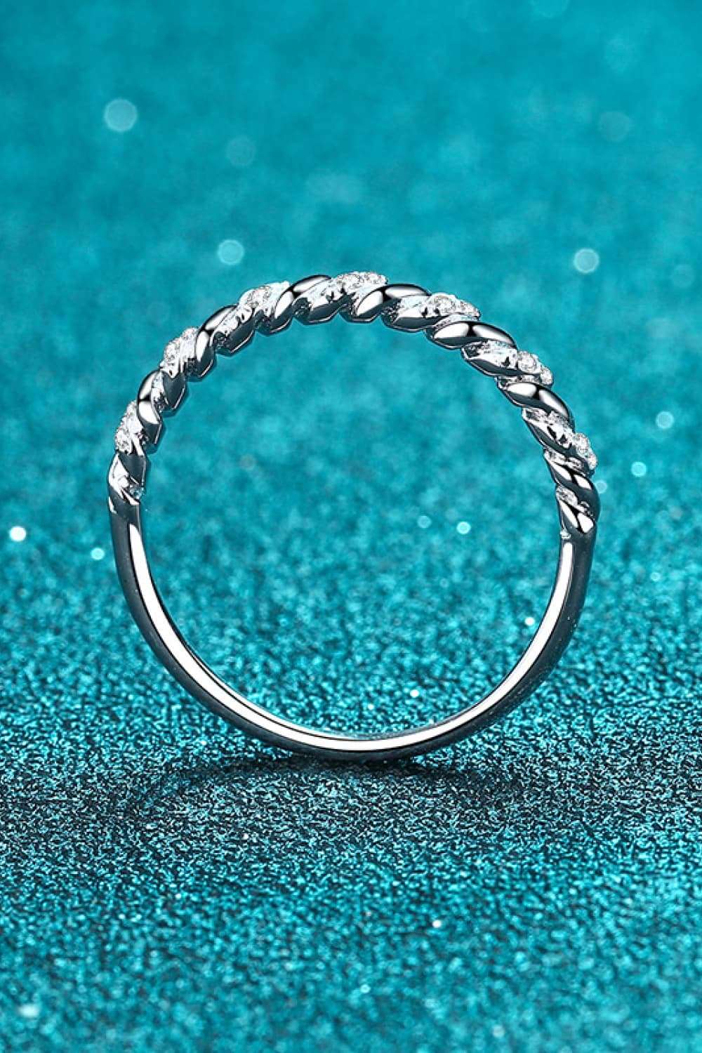 Moissanite Rhodium-Plated Half-Eternity Ring - Rollexi