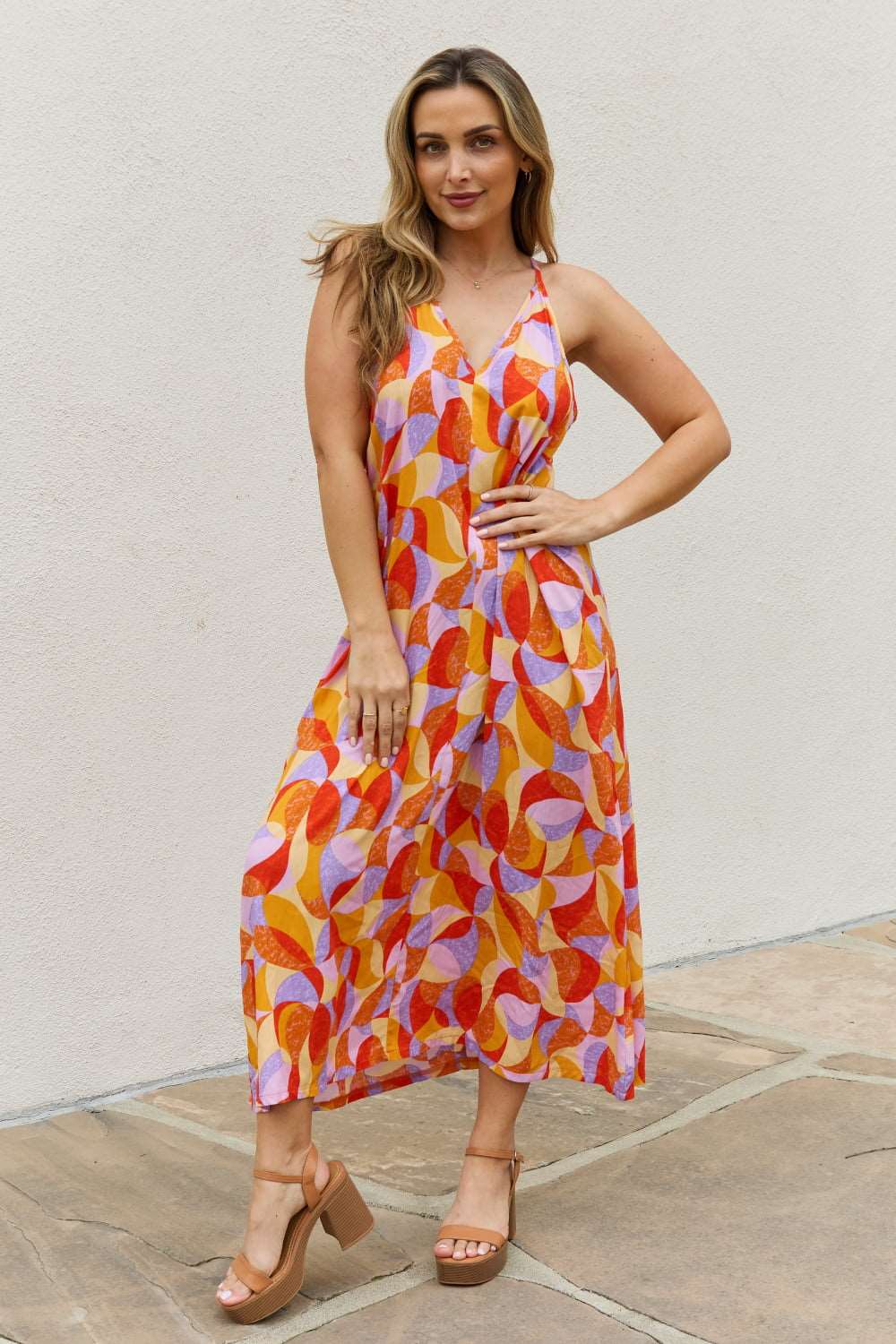 And The Why Full Size Printed Sleeveless Maxi Dress - Rollexi