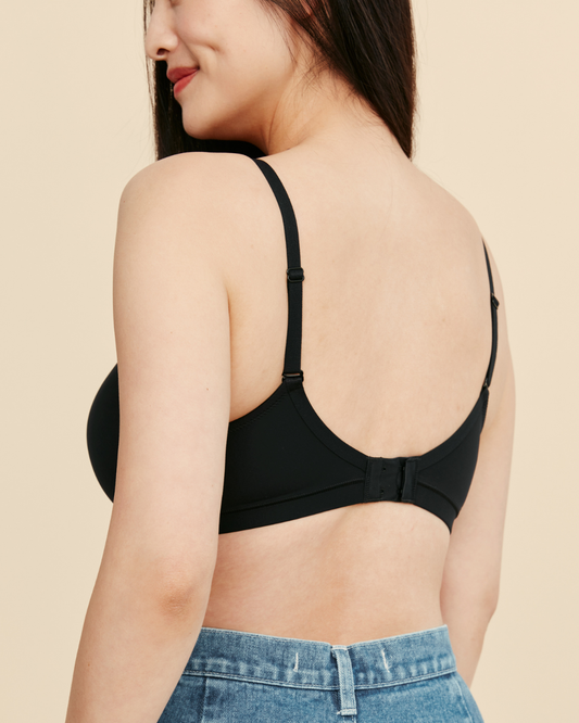 Moonrise Pocketed T‑Shirt Bra - Black - Rollexi