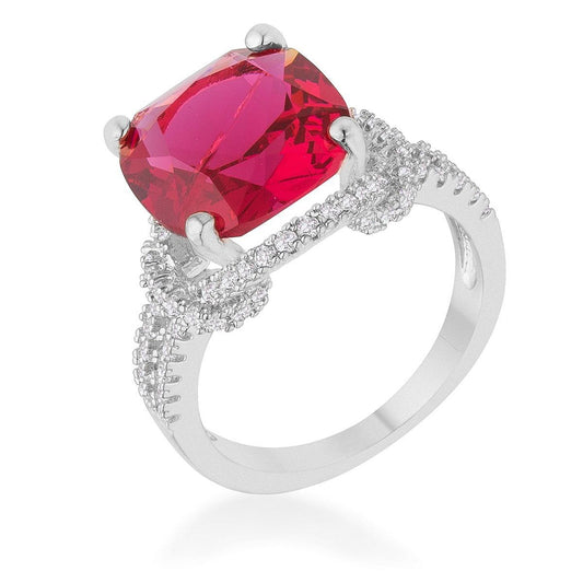 Charlene 6.2ct Ruby CZ Rhodium Classic Statement Ring