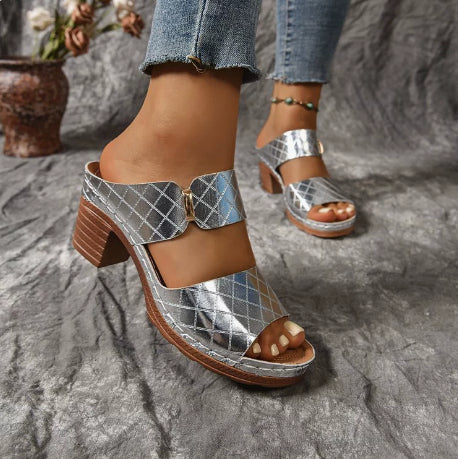Women's Peep-Toe Chunky Heel Sandals
