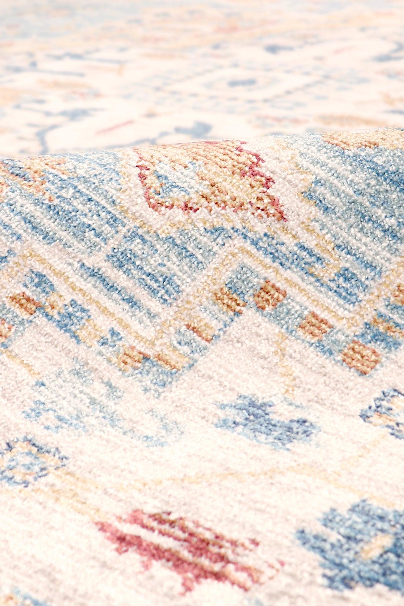 Canvello Heritage Design Light Blue Fabric Area Rug- 4' X 6'