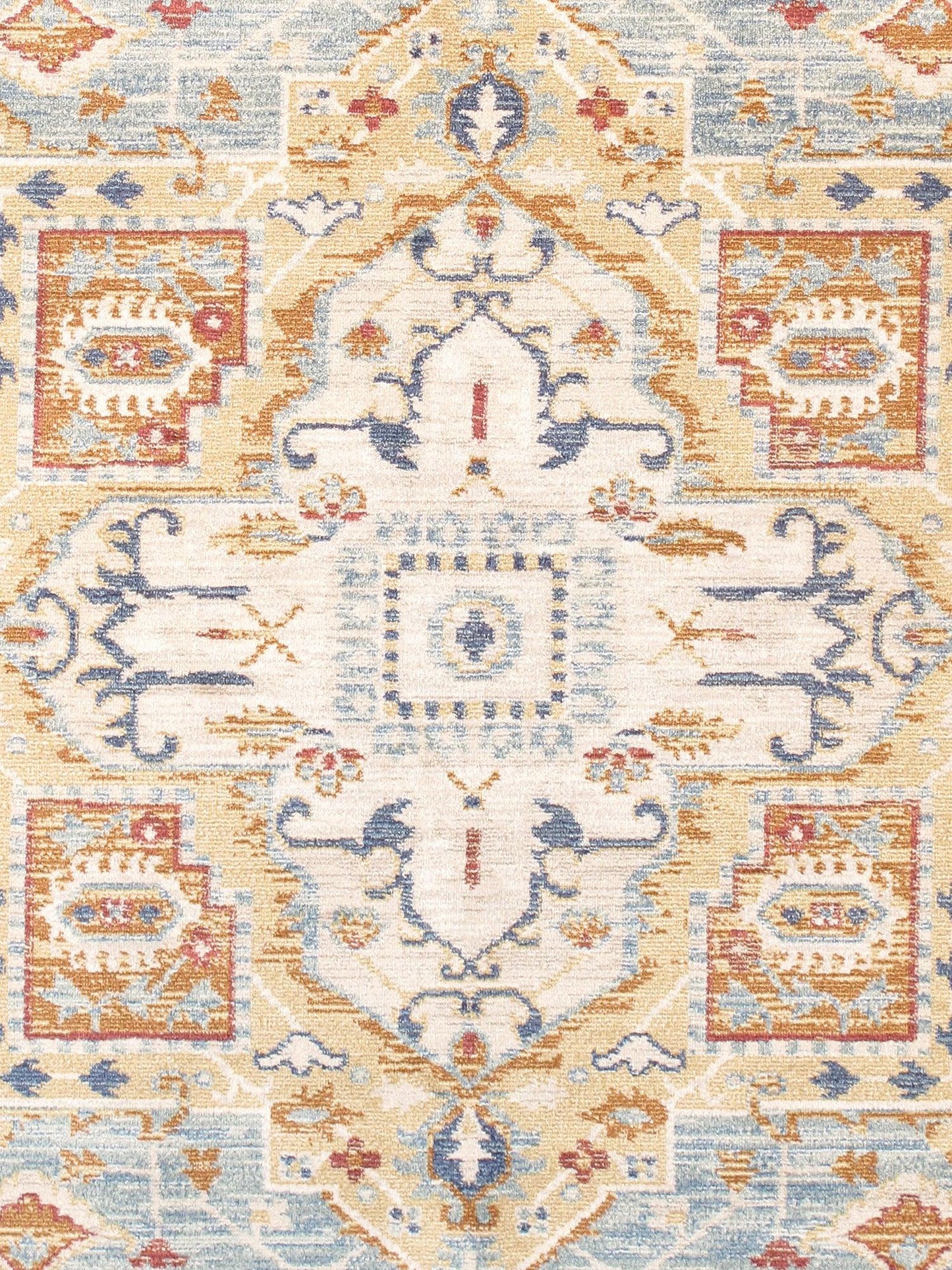 Canvello Heritage Design Light Blue Fabric Area Rug- 4' X 6'