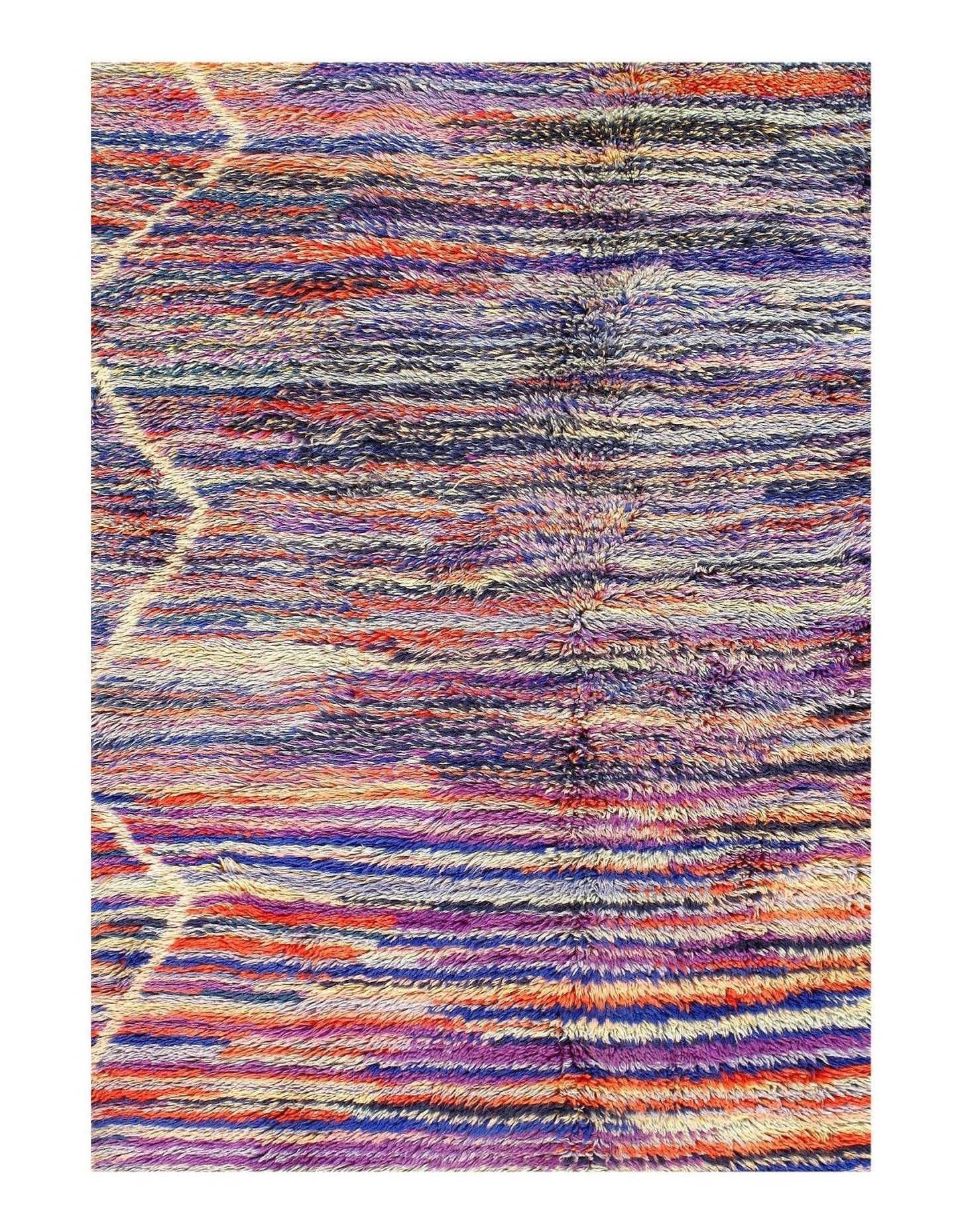Canvello Modern Fine Hand Knotted Vintage Authentic Moroccon Wool Rug for Living Room - 6'5'' X 8'5''