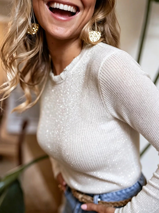 Ribbed Long Sleeve Knit Top - Rollexi
