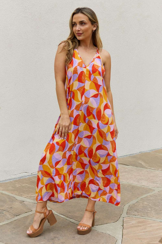 And The Why Full Size Printed Sleeveless Maxi Dress - Rollexi