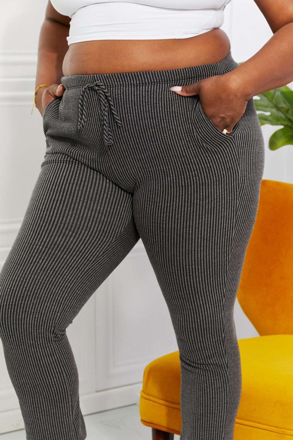 Blumin Apparel Full Size Easy Living Ribbed Joggers - Rollexi