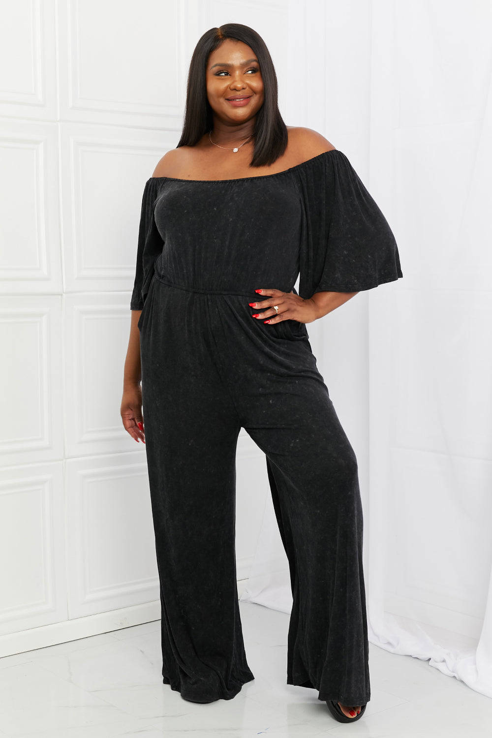 White Birch Weekend Trip Vintage Wash Jumpsuit - Rollexi