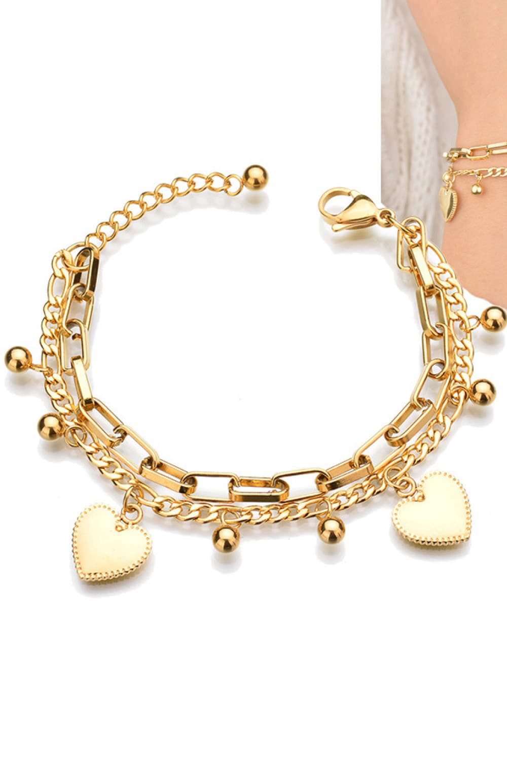 Heart Charm Stainless Steel Bracelet - Rollexi