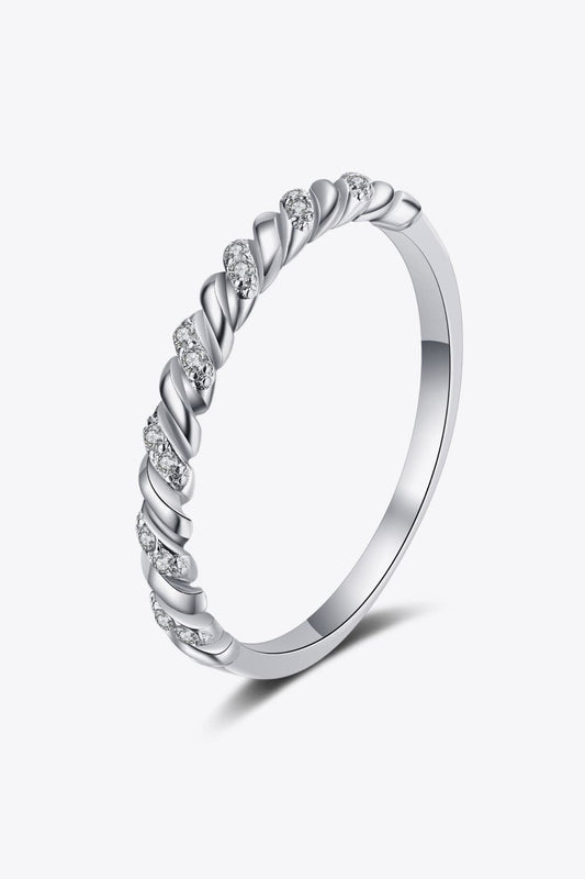 Moissanite Rhodium-Plated Half-Eternity Ring - Rollexi