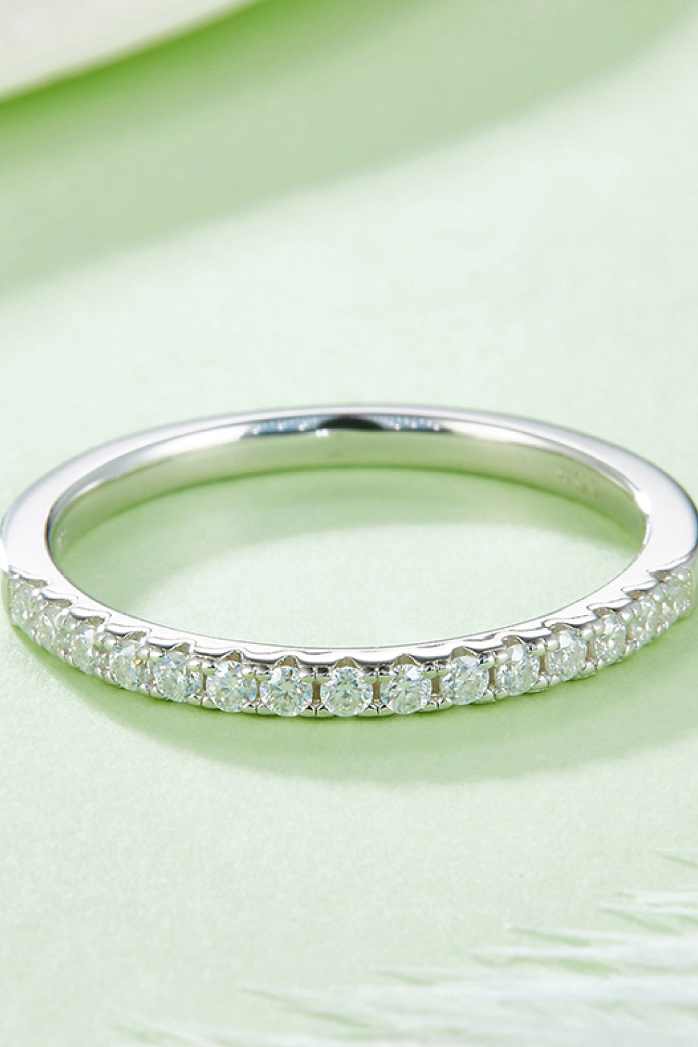 Moissanite Platinum-Plated Half-Eternity Ring - Rollexi