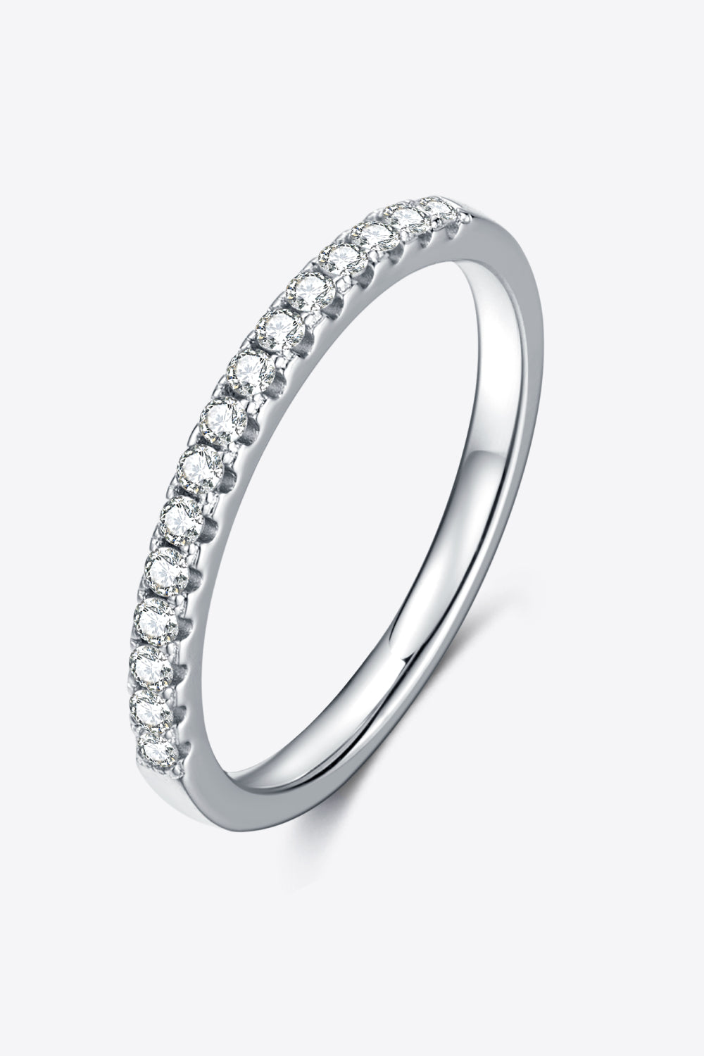 Moissanite Platinum-Plated Half-Eternity Ring - Rollexi