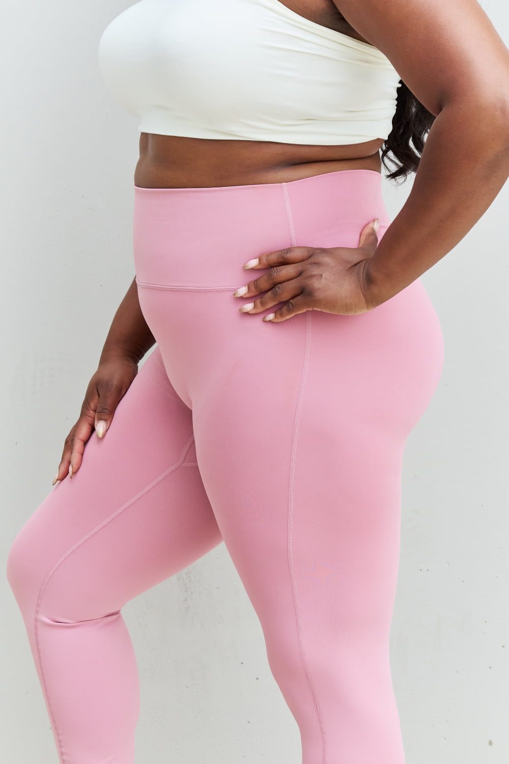 Zenana Fit For You Full Size High Waist Active Leggings in Light Rose - Rollexi