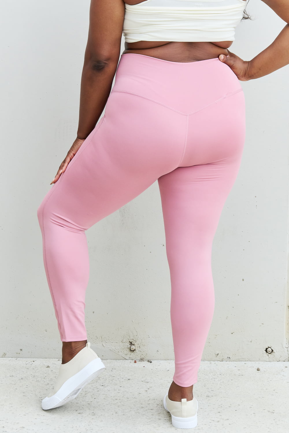 Zenana Fit For You Full Size High Waist Active Leggings in Light Rose - Rollexi