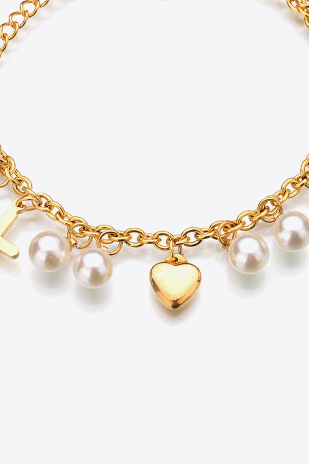 Heart Cross and Pearl Charm Stainless Steel Bracelet - Rollexi