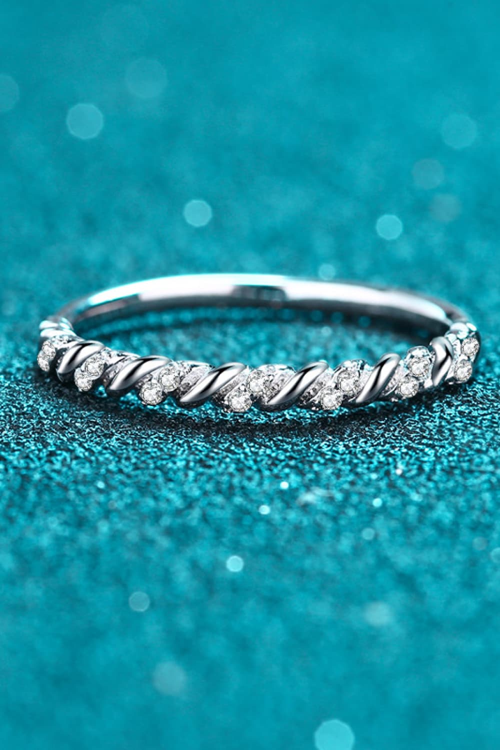 Moissanite Rhodium-Plated Half-Eternity Ring - Rollexi